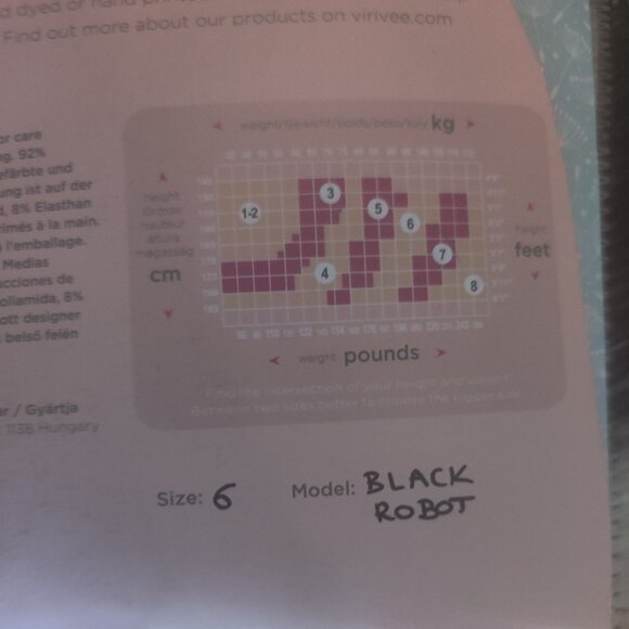 Virivee  Robot opaque tights size 6 (2xL) New plus size - Picture 3 of 3